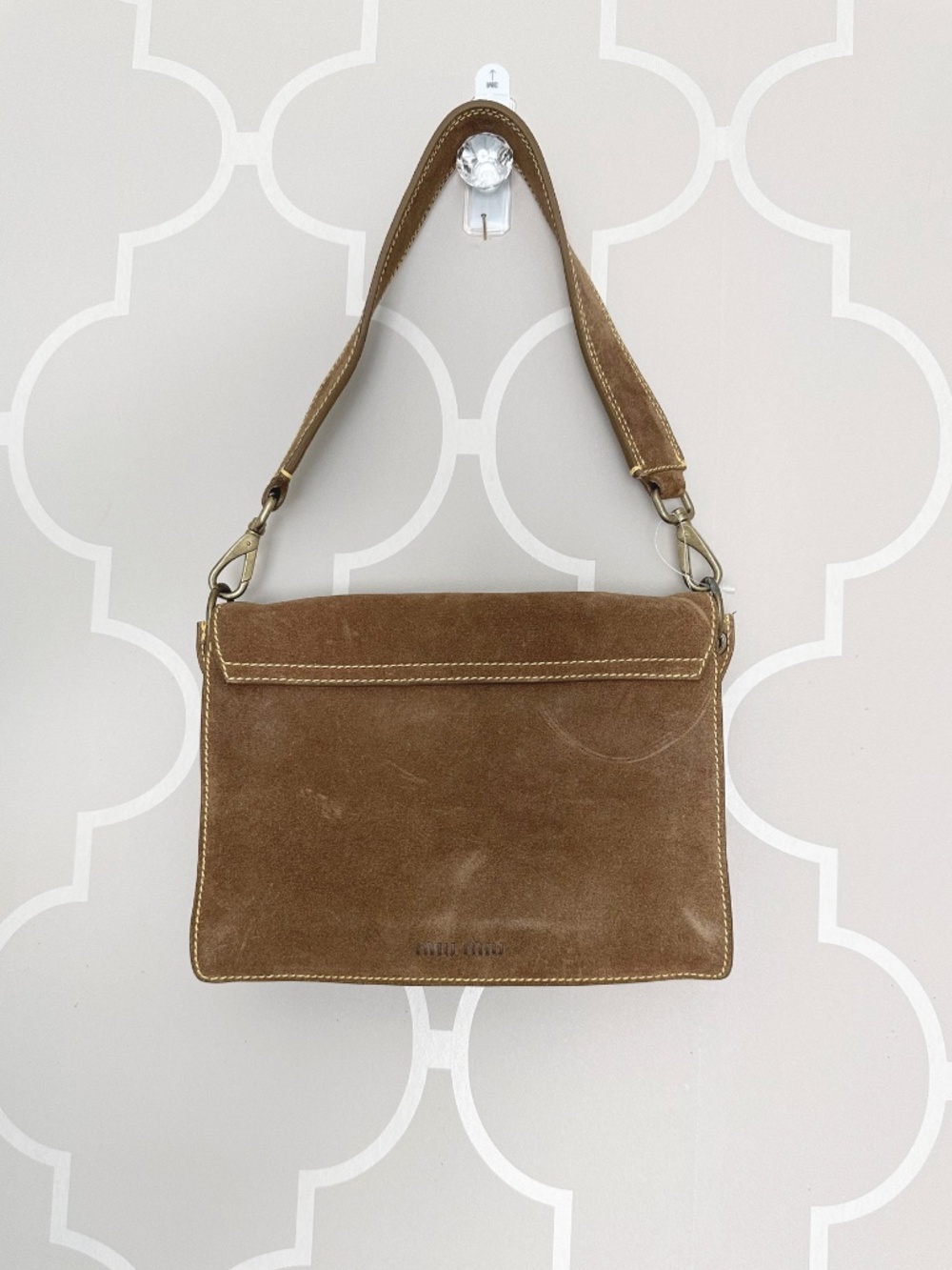 NWOT Vintage Miu Miu Brown Suede Buckle Shoulder Bag Y2K - Picture 7 of 14